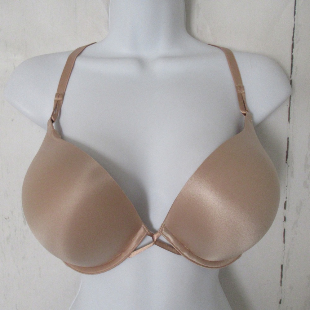 Victorias Secret Bra 36D Beige Tan Miraculous Plunge Padded Underwire